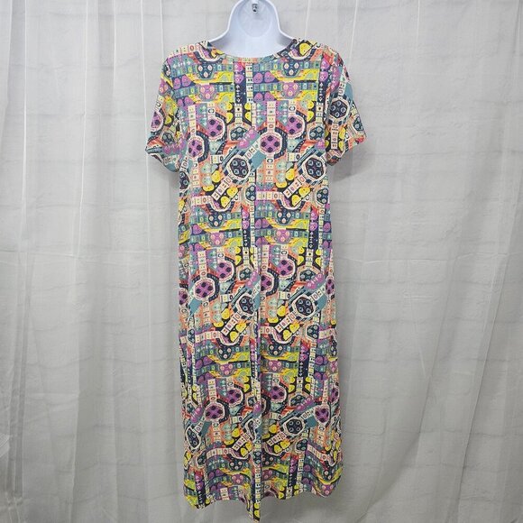LuLaRoe Dress Retro Casual Twee Midi Purple Blue Abstract Tee S - Picture 8 of 12